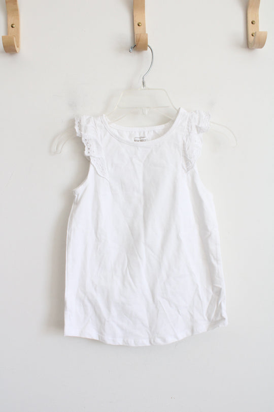 Jumping Beans Softiest Tee Cotton White Ruffled Sleeve Tank | Youth 7