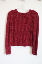 Petite Sophisticate Vintage Red Silver Shimmer Knit Sweater | Petite