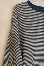 American Eagle Blue Cream Striped Knit Sweater | S