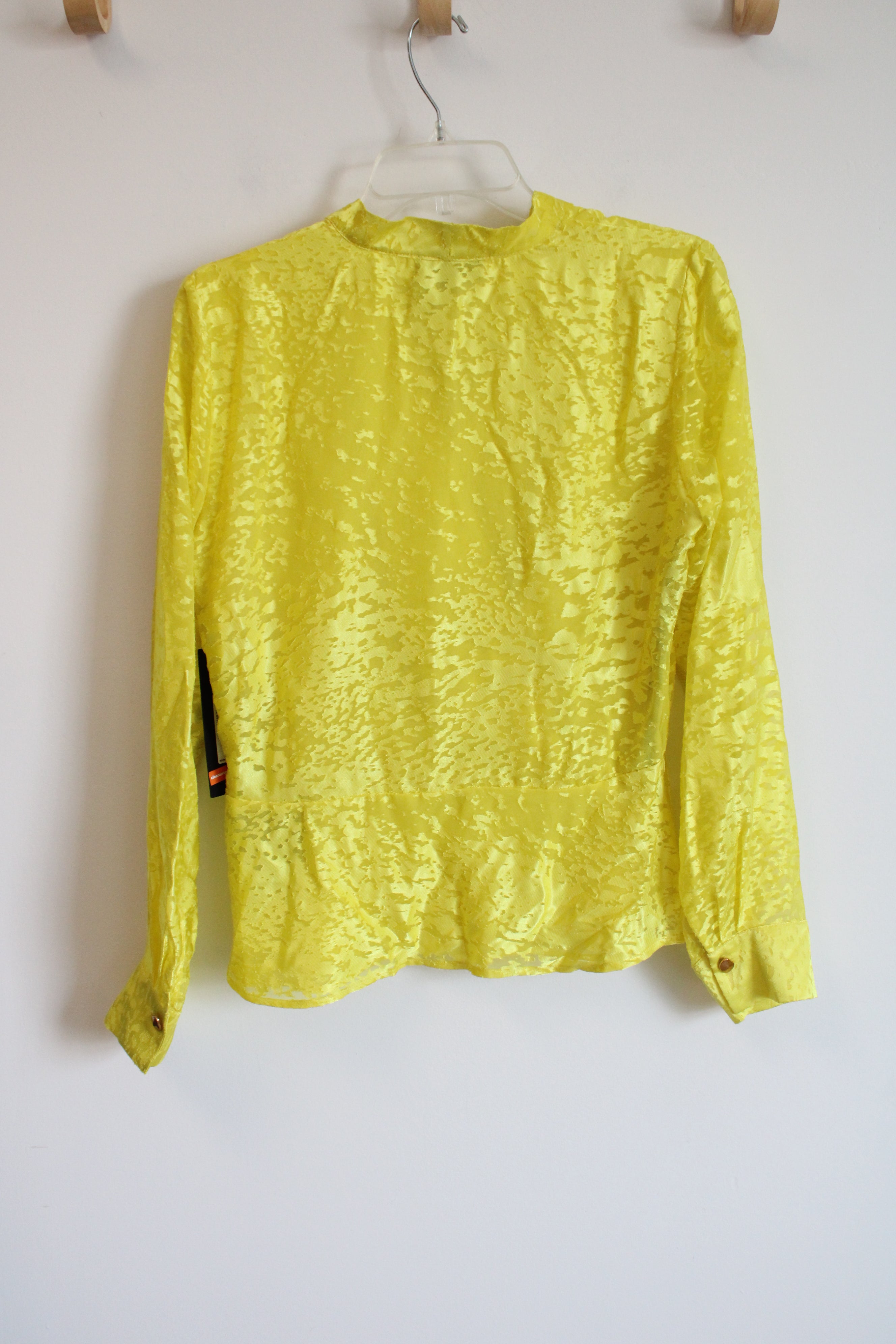 NEW Donna Karan Yellow Faux Wrap Peplum Top | S