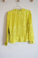 NEW Donna Karan Yellow Faux Wrap Peplum Top | S