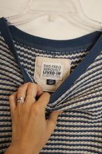 American Eagle Blue Cream Striped Knit Sweater | S