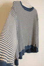 American Eagle Blue Cream Striped Knit Sweater | S