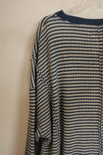 American Eagle Blue Cream Striped Knit Sweater | S