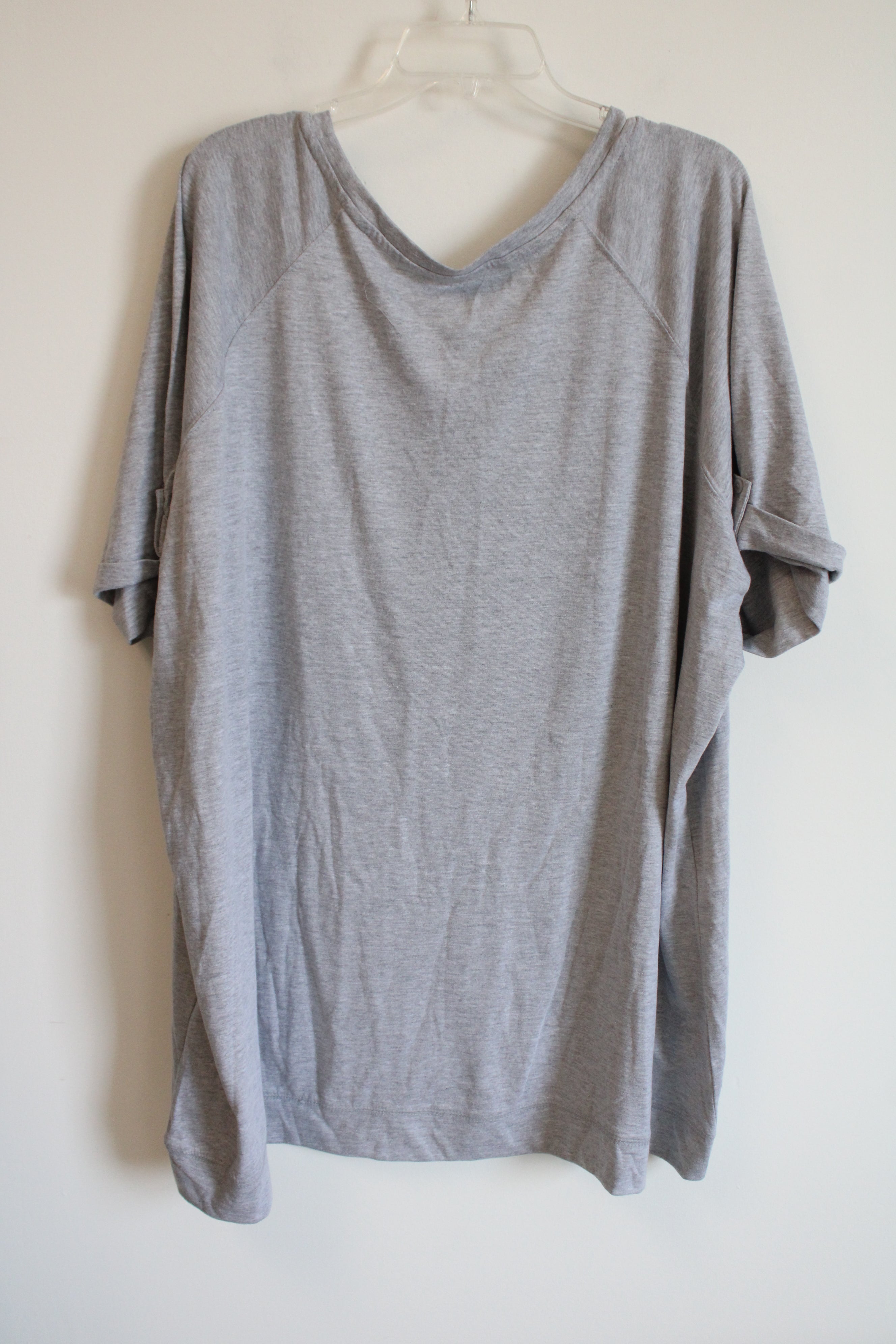 NEW Woman Within Gray American Flag Butterfly Front Pocket Top | 3X