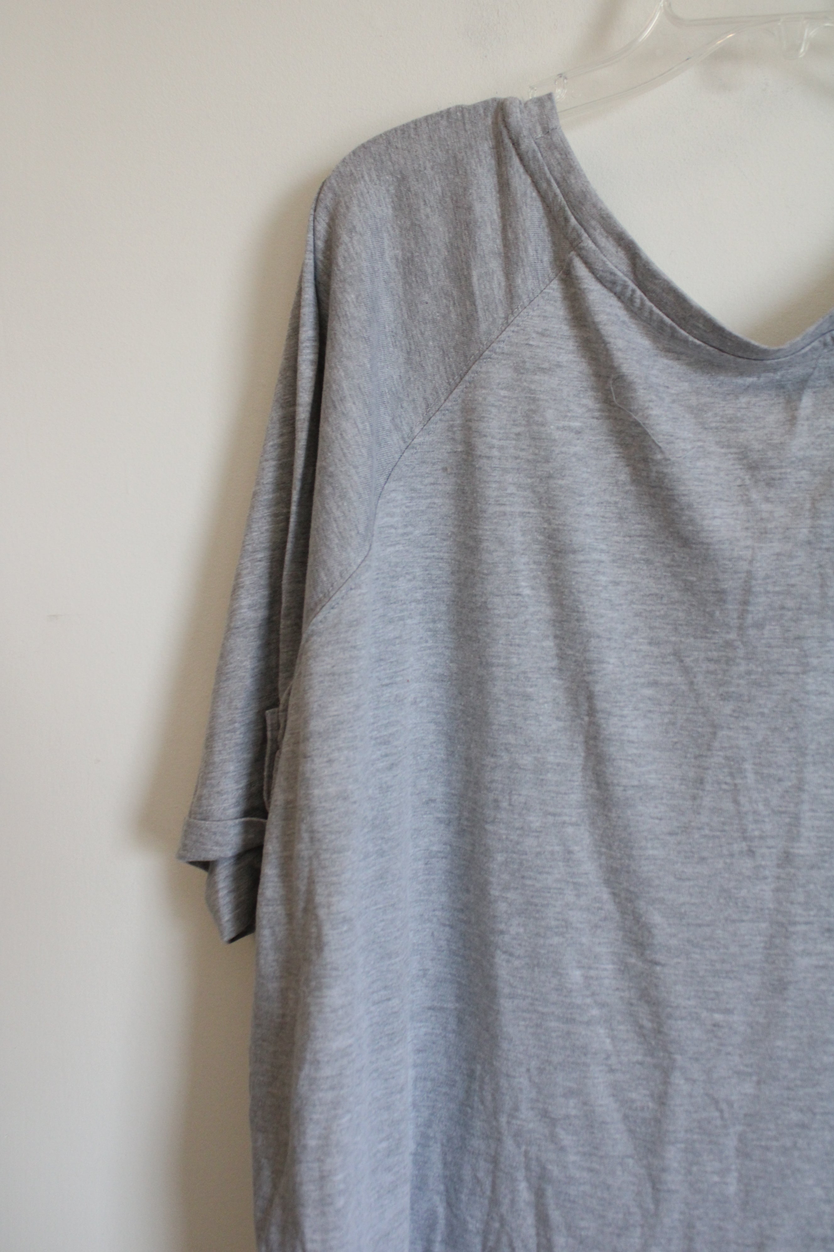 NEW Woman Within Gray American Flag Butterfly Front Pocket Top | 3X