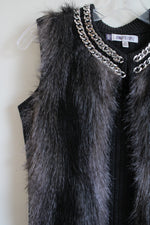 Jennifer Lopez Faux Fur Silver Chain Vest | XS