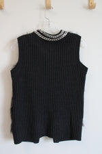 Jennifer Lopez Faux Fur Silver Chain Vest | XS