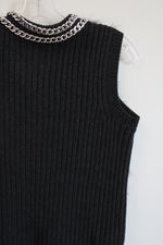 Jennifer Lopez Faux Fur Silver Chain Vest | XS