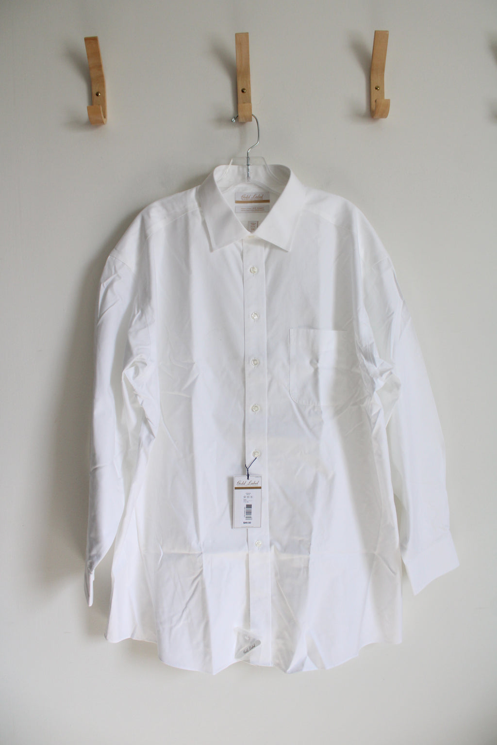 NEW Roundtree & Yorke Gold Label White Cotton Button Down Shirt | 17.5/34