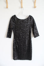 Ruby Rox Black Sequin Dress 3/4 Sleeves | S