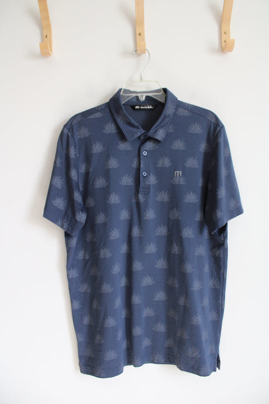 Travis Matthew Blue Patterned Polo Shirt | L