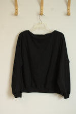 NEW Vinyl Icons Black Embellished Silver Bows Sweatshirt | M