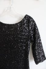 Ruby Rox Black Sequin Dress 3/4 Sleeves | S