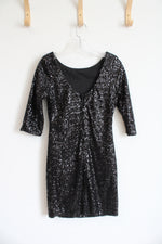 Ruby Rox Black Sequin Dress 3/4 Sleeves | S
