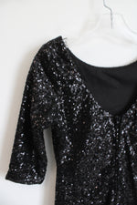 Ruby Rox Black Sequin Dress 3/4 Sleeves | S