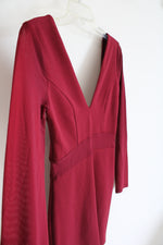 Windsor Deep Dark Red Dress Sheer Waist/Arms | S