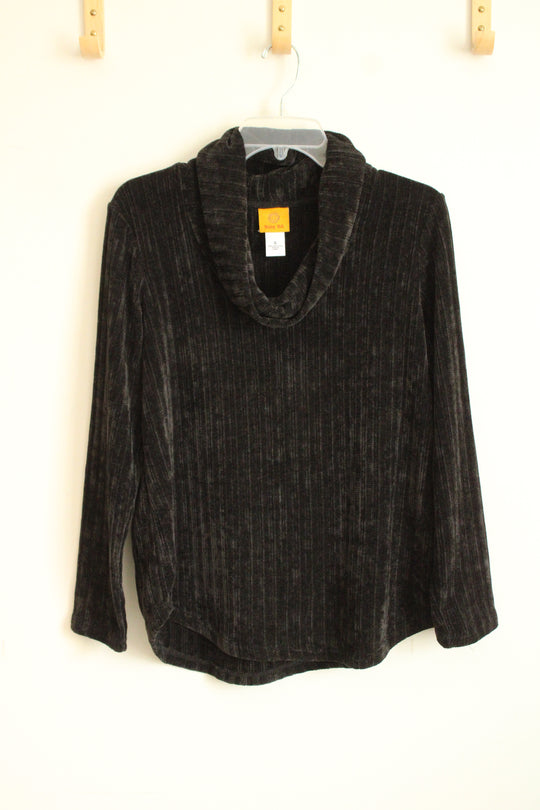 Ruby Rd. Black Textured Cowl Neck Sweater | S