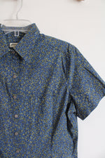 Eddie Bauer Blue Floral Dress Snap Buttons | M