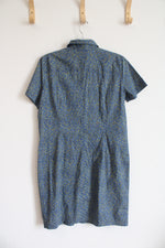 Eddie Bauer Blue Floral Dress Snap Buttons | M