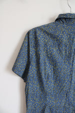 Eddie Bauer Blue Floral Dress Snap Buttons | M