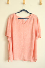 Liz Claiborne Pink Flutter Sleeve Blouse | 4X