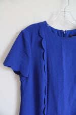 Tahari Blue Scalloped Lined Dress | L