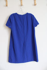 Tahari Blue Scalloped Lined Dress | L