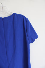 Tahari Blue Scalloped Lined Dress | L