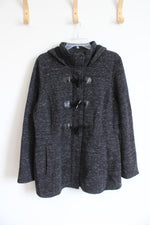 Sebby Black Heathered Coat with Toggle Closures and Hood | XL