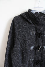 Sebby Black Heathered Coat with Toggle Closures and Hood | XL