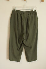 Denim and Co. Olive Green Lightweight Cotton Capri Stretch Pants | M