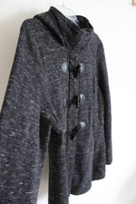 Sebby Black Heathered Coat with Toggle Closures and Hood | XL