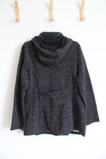 Sebby Black Heathered Coat with Toggle Closures and Hood | XL