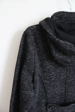 Sebby Black Heathered Coat with Toggle Closures and Hood | XL