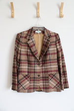Prestige Camel/Maroon Plaid Blazer | L