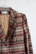 Prestige Camel/Maroon Plaid Blazer | L