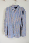 Sonoma Blue Burgundy White Striped Button Down Shirt | XL