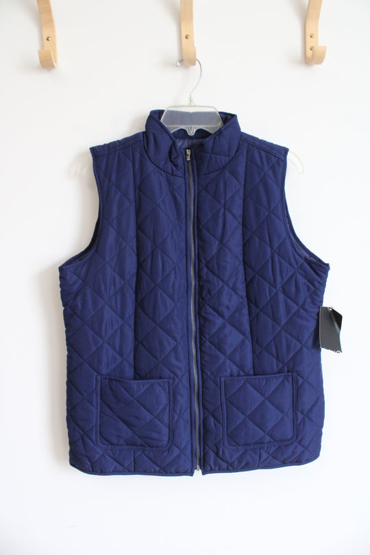 NEW Erika Navy Blue Quilted Vest | S