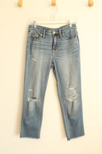 Universal Thread Medium Wash Cropped Distressed Jeans | 2