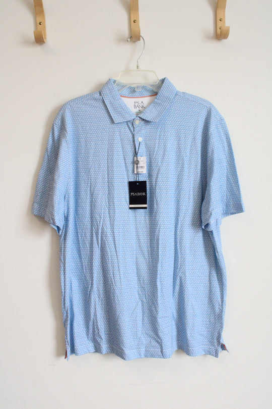 NEW Jos. A. Bank Tailored Fit Blue & White Patterned Polo Shirt | XL