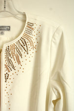 Simonton Says Ivory Gold and Silver Stud Embellishments Jacket | 22W