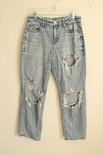 American Eagle Light Wash Distressed Wide Leg Jeans | 10