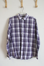 Express Purple Black & White Plaid Button Down Shirt | M