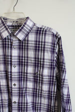 Express Purple Black & White Plaid Button Down Shirt | M