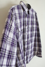 Express Purple Black & White Plaid Button Down Shirt | M