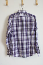 Express Purple Black & White Plaid Button Down Shirt | M