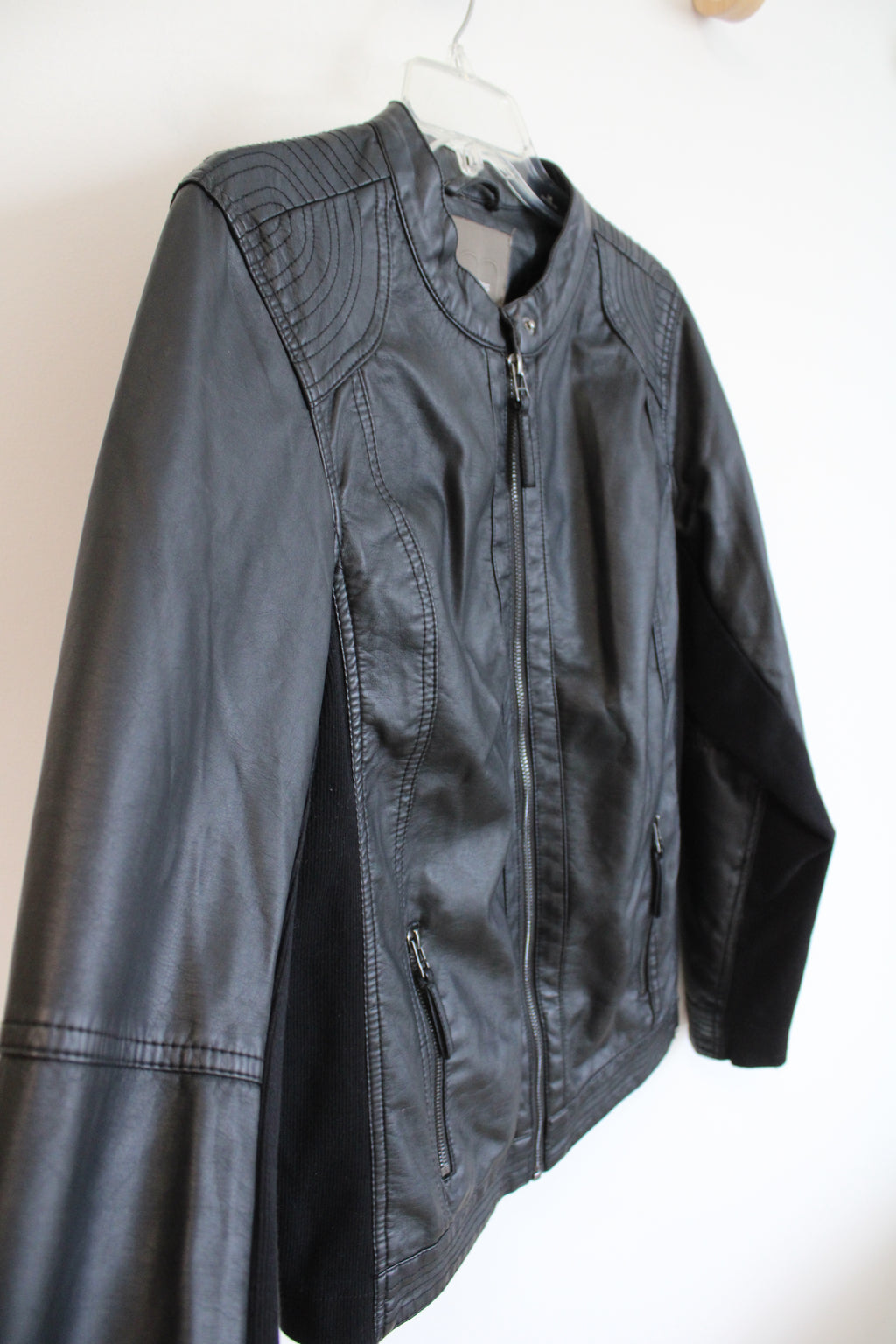 Maurices Black Full Zip Faux Leather Jacket | XL