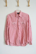 Zara Man Tailored Fit Red & White Striped Button Down Shirt | L