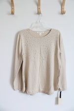 NEW Emaline Light Gold Metallic Sweater with Rhinestones | L